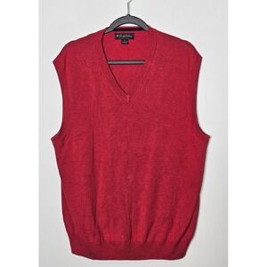 Brooks Brothers Mens XL Red 100% Supima Cotton V-Neck‎ Sweater Vest Sleeveless
